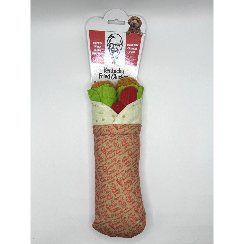 KFC Kentucky Fried Chicken Wrap Soft Plush Dog Toy Squeaky Crinkly New